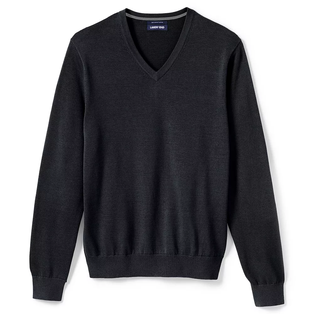 Big & Tall Lands' End Classic-Fit Fine-Gauge Supima Cotton V-neck Sweater 4 Big & Tall Lands' End Classic-Fit Fine-Gauge Supima Cotton V-neck Sweater - Image 2