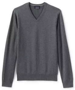 Big & Tall Lands' End Classic-Fit Fine-Gauge Supima Cotton V-neck Sweater