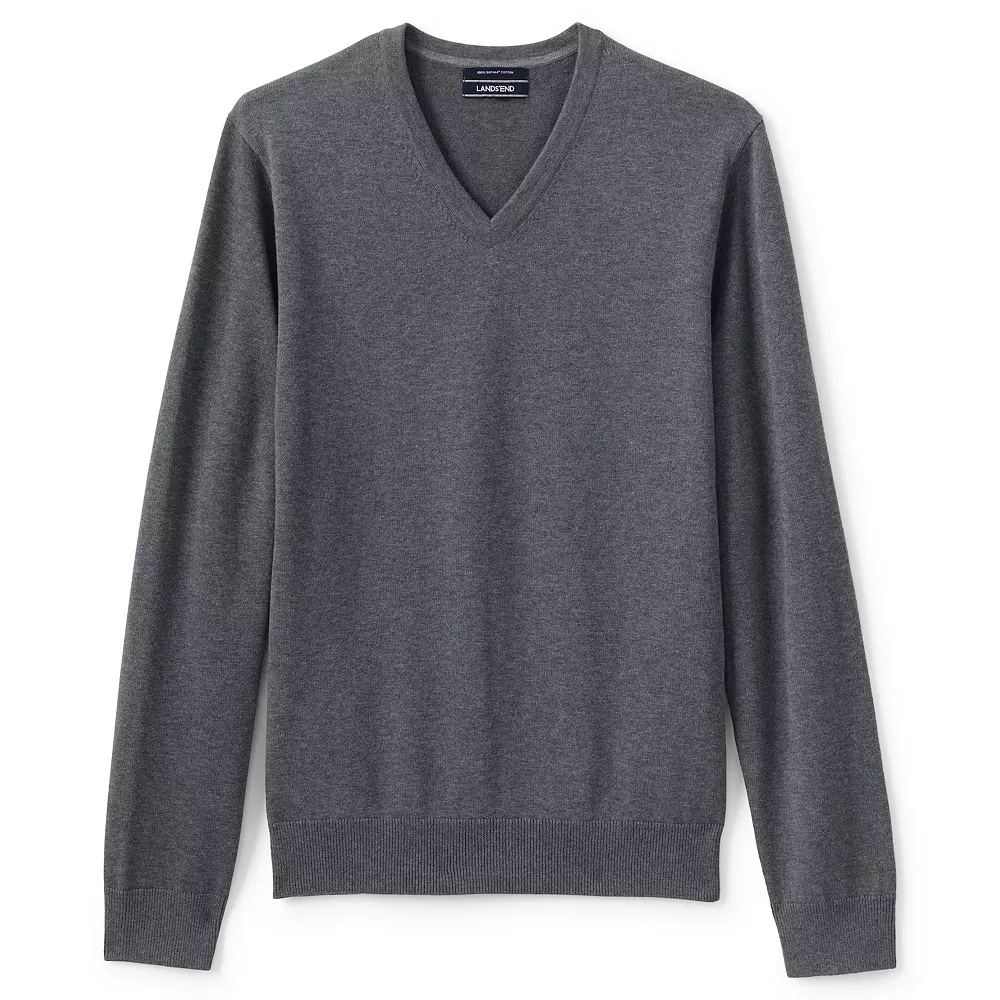 Big & Tall Lands' End Classic-Fit Fine-Gauge Supima Cotton V-neck Sweater 3 Big & Tall Lands' End Classic-Fit Fine-Gauge Supima Cotton V-neck Sweater