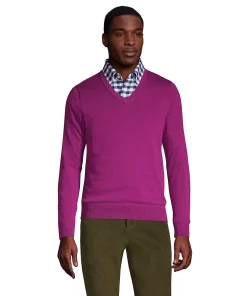 Big & Tall Lands' End Classic-Fit Fine-Gauge Supima Cotton V-neck Sweater 11 Big & Tall Lands' End Classic-Fit Fine-Gauge Supima Cotton V-neck Sweater -Casual Outfits For Men Elegant store 4552521 Fuchsia Plum
