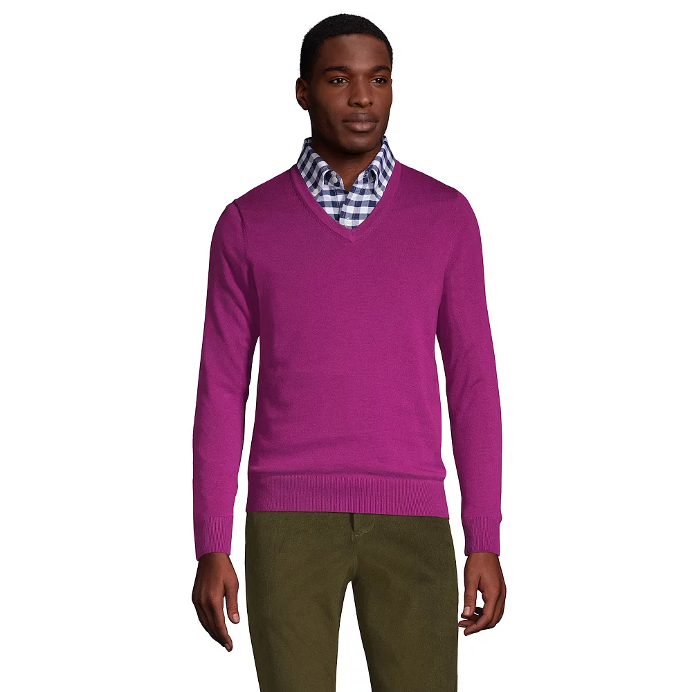 Big & Tall Lands' End Classic-Fit Fine-Gauge Supima Cotton V-neck Sweater 6 Big & Tall Lands' End Classic-Fit Fine-Gauge Supima Cotton V-neck Sweater - Image 4