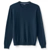 Big & Tall Men's Lands' End Fine Gauge Cashmere Crewneck Sweater -Casual Outfits For Men Elegant store 4552785 Radiant Navy