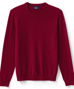 Big & Tall Men's Lands' End Fine Gauge Cashmere Crewneck Sweater -Casual Outfits For Men Elegant store 4552785 Red