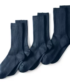 Men's Lands' End Seamless Toe Cotton 3-Pack Crew Socks