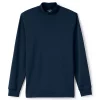 Lands' End Men's Super Soft Supima Mock Turtleneck -Casual Outfits For Men Elegant store 4555843 Radiant Navy