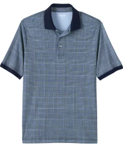 Men's Lands' End Jacquard Super Soft Supima Polo -Casual Outfits For Men Elegant store 4557198 Blue Prince Of Wales