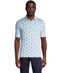 Men's Lands' End Jacquard Super Soft Supima Polo -Casual Outfits For Men Elegant store 4557198 Sky Blue Paisley
