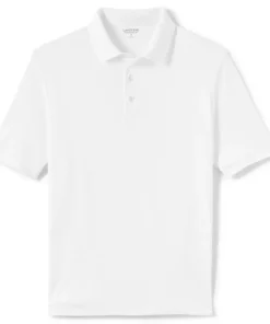 Men's Lands' End Super Soft Supima Polo -Casual Outfits For Men Elegant store 4560900 White