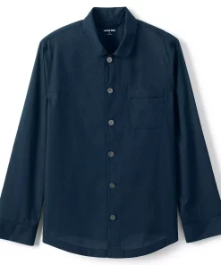 Men's Lands' End Broadcloth Pajama Sleep Shirt -Casual Outfits For Men Elegant store 4561215 Radiant Navy
