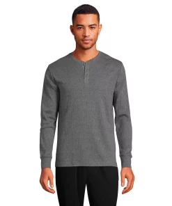 Big & Tall Lands' End Knit Ribbed Pajama Henley 14 Big & Tall Lands' End Knit Ribbed Pajama Henley -Casual Outfits For Men Elegant store 4561227 Charcoal Heather