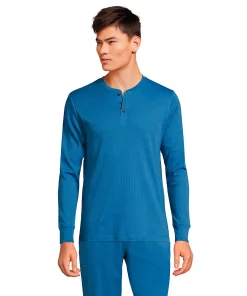 Big & Tall Lands' End Knit Ribbed Pajama Henley 15 Big & Tall Lands' End Knit Ribbed Pajama Henley -Casual Outfits For Men Elegant store 4561227 Mariner Blue