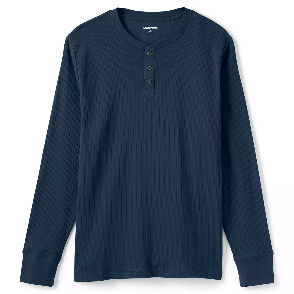Big & Tall Lands' End Knit Ribbed Pajama Henley 5 Big & Tall Lands' End Knit Ribbed Pajama Henley - Image 3