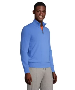 Men's Lands' End Cashmere Quarter-Zip Sweater -Casual Outfits For Men Elegant store 4562930 ALT2