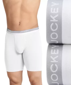 Big & Tall Jockey® Ultimate Breathe Big Man 2-pack Long-Leg Boxer Briefs -Casual Outfits For Men Elegant store 4593834 White