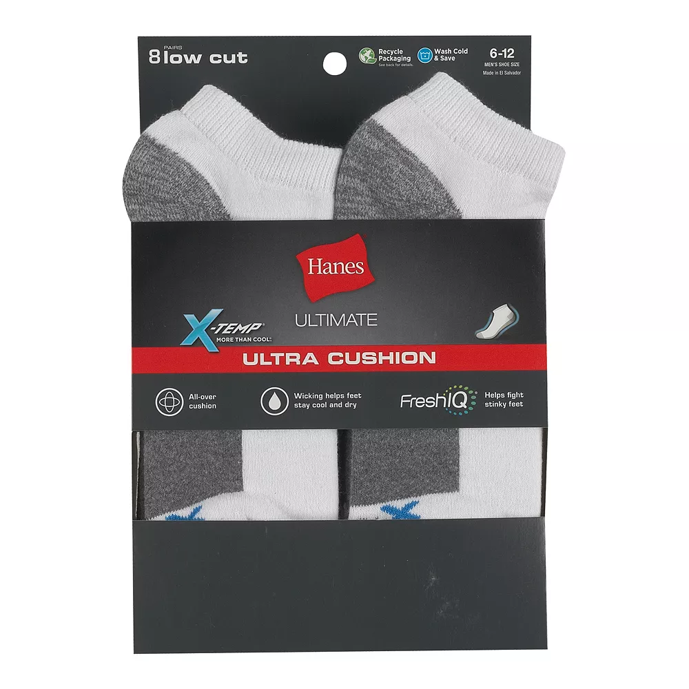 Men's Hanes Ultimate® 8-pack X-Temp Ultra Cushion Low-Cut Socks 7 Men's Hanes Ultimate® 8-pack X-Temp Ultra Cushion Low-Cut Socks - Image 5