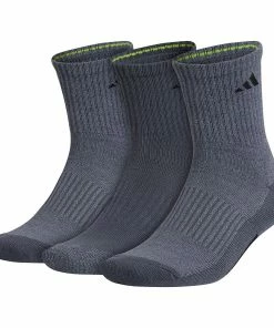 Men's adidas 3-pack Cushioned Mid-Crew Socks -Casual Outfits For Men Elegant store 4888472 Onix Gray Solar Slime