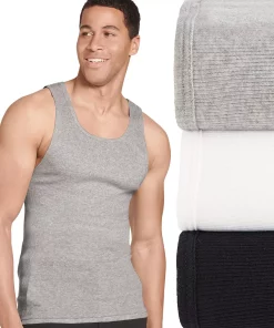 Big & Tall Jockey® 3-pack Tall Man Classic A-Shirts -Casual Outfits For Men Elegant store 4908903 Blk Gry Htr