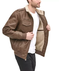 Men's Levi's® Faux-Leather Sherpa-Lined Aviator Bomber Jacket -Casual Outfits For Men Elegant store 4914113 ALT3