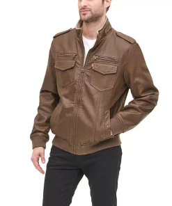 Men's Levi's® Faux-Leather Sherpa-Lined Aviator Bomber Jacket -Casual Outfits For Men Elegant store 4914113 ALT4
