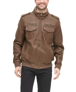 Men's Levi's® Faux-Leather Sherpa-Lined Aviator Bomber Jacket -Casual Outfits For Men Elegant store 4914113 ALT5
