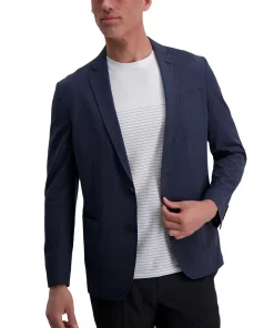 Men's Haggar® Smart Wash™­ Tailored-Fit Performance Tech Blazer -Casual Outfits For Men Elegant store 4933029 Heather Navy