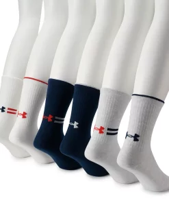 Men's Under Armour 6-pack Essential Lite Crew Socks -Casual Outfits For Men Elegant store 4940700 White Academy