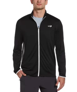 Men's Grand Slam Regular-Fit Full-Zip Lightweight Knit Performance Track Jacket -Casual Outfits For Men Elegant store 4943571 Caviar