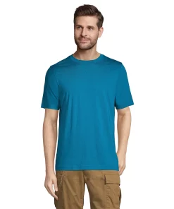 Men's Lands' End Supima Crewneck Tee -Casual Outfits For Men Elegant store 5015981 Baltic Teal