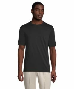 Men's Lands' End Supima Crewneck Tee -Casual Outfits For Men Elegant store 5015981 Black