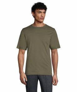 Men's Lands' End Supima Crewneck Tee -Casual Outfits For Men Elegant store 5015981 Forest Moss