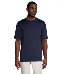 Men's Lands' End Supima Crewneck Tee -Casual Outfits For Men Elegant store 5015981 Radiant Navy
