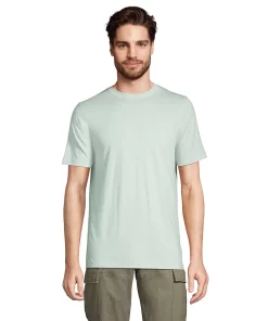 Men's Lands' End Supima Crewneck Tee -Casual Outfits For Men Elegant store 5015981 Soft Sea Green