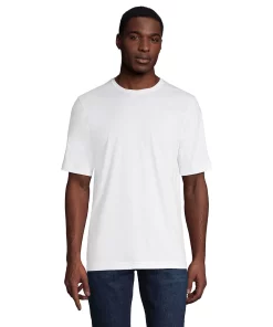 Men's Lands' End Supima Crewneck Tee -Casual Outfits For Men Elegant store 5015981 White