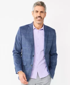 Men's Apt. 9® Premier Flex Slim-Fit Essential Sport Coat -Casual Outfits For Men Elegant store 5031813 Indigo Plaid