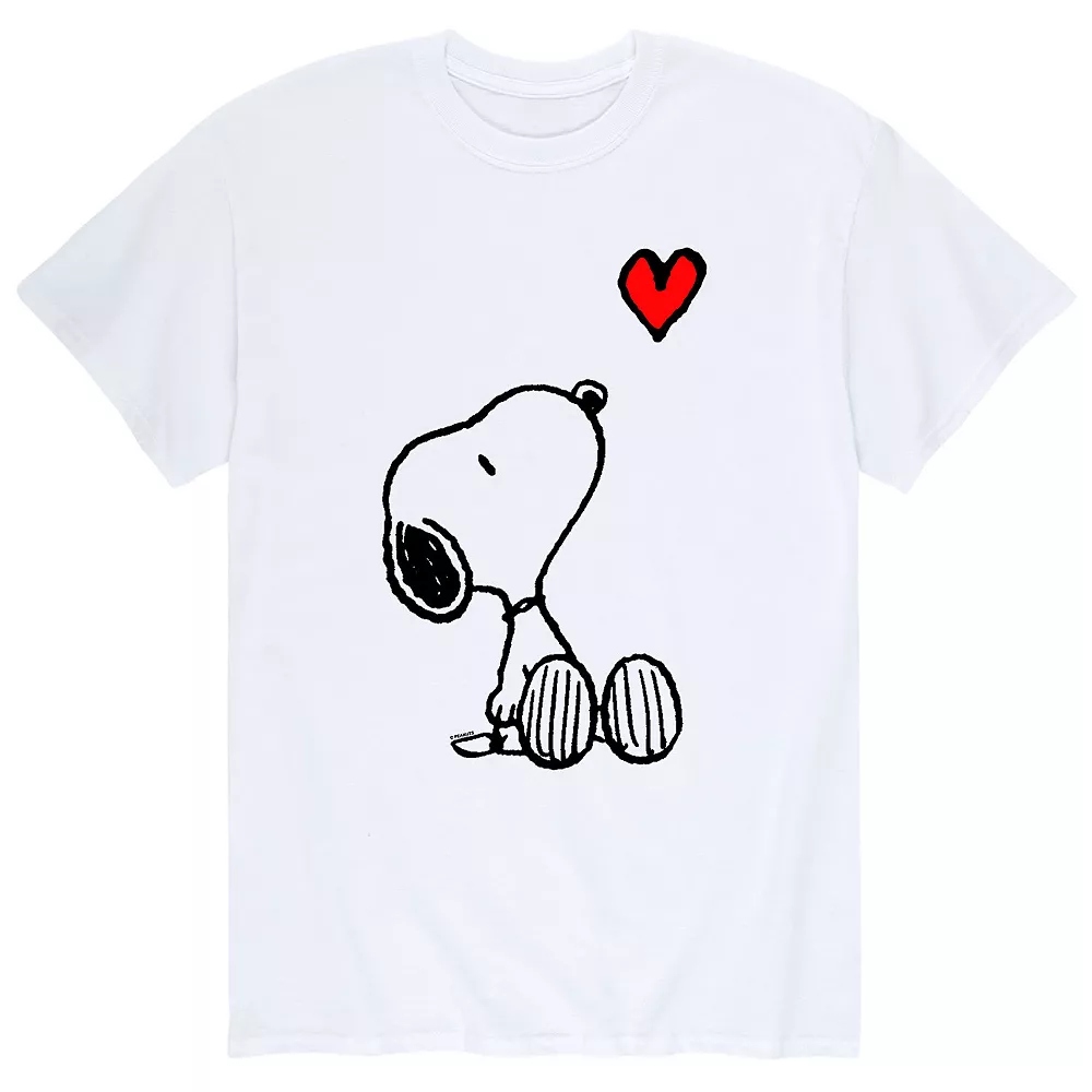 Men's Peanuts Valentine Snoopy Red Heart Tee 3 Men's Peanuts Valentine Snoopy Red Heart Tee