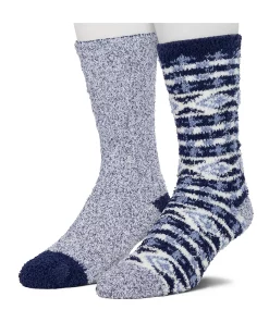 Cuddl Duds Socks For Men 2-Pack Patterned & Solid Ultra Soft and Cozy Crew Socks -Casual Outfits For Men Elegant store 5048704 Medievil Blue