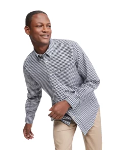 Men's Tommy Hilfiger Capote Classic-Fit Solid Shirt -Casual Outfits For Men Elegant store 5091413 Navy Check