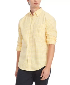 Men's Tommy Hilfiger Capote Classic-Fit Solid Shirt -Casual Outfits For Men Elegant store 5091413 Yellow Weeds