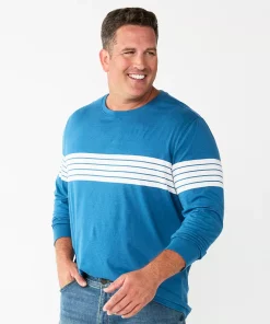 Big & Tall Sonoma Goods For Life® Crewneck Tee -Casual Outfits For Men Elegant store 5108992 Blue Stripe