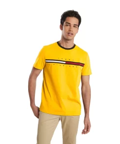 Men's Tommy Hilfiger Tino Logo Tee -Casual Outfits For Men Elegant store 5109060 Golden Rod