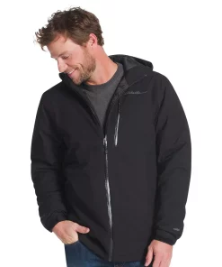Men's Eddie Bauer Microlite Hooded Storm Jacket -Casual Outfits For Men Elegant store 5114495 Onyx Black