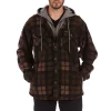 Men's Smith's Workwear Plaid Sherpa-Lined Microfleece Hooded Shirt Jacket -Casual Outfits For Men Elegant store 5156351 Brown