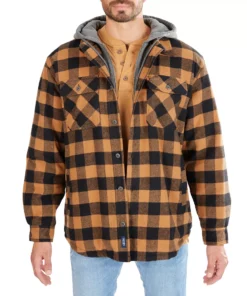 Men's Smith's Workwear Sherpa-Lined Hooded Flannel Shirt Jacket 15 Men's Smith's Workwear Sherpa-Lined Hooded Flannel Shirt Jacket -Casual Outfits For Men Elegant store 5156716 Camel Brown Black