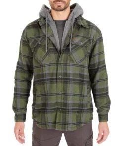 Men's Smith's Workwear Sherpa-Lined Hooded Flannel Shirt Jacket 16 Men's Smith's Workwear Sherpa-Lined Hooded Flannel Shirt Jacket -Casual Outfits For Men Elegant store 5156716 Green