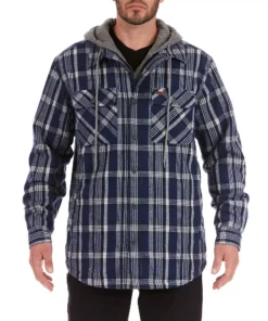 Men's Smith's Workwear Sherpa-Lined Hooded Flannel Shirt Jacket