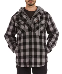 Men's Smith's Workwear Sherpa-Lined Hooded Flannel Shirt Jacket 18 Men's Smith's Workwear Sherpa-Lined Hooded Flannel Shirt Jacket -Casual Outfits For Men Elegant store 5156716 Stone Black