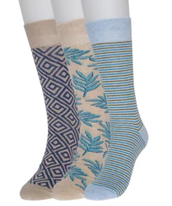 Men's Sonoma Goods For Life® 3-pack Mixed Novelty Socks -Casual Outfits For Men Elegant store 5166829 Blue Cream Leaves