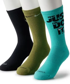 Men's Nike Everyday Plus Cushioned 3-Pack Crew Socks 18 Men's Nike Everyday Plus Cushioned 3-Pack Crew Socks -Casual Outfits For Men Elegant store 5182291 Pilgram Teal Black