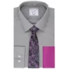 Men's Bespoke Slim-Fit Dress Shirt, Pocket Square & Tie Set -Casual Outfits For Men Elegant store 5235026 Light Gray