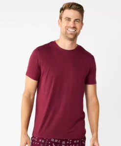 Men's Sonoma Goods For Life® Seriously Soft Crewneck Pajama Tee -Casual Outfits For Men Elegant store 5236476 Aged Wine Space Dye